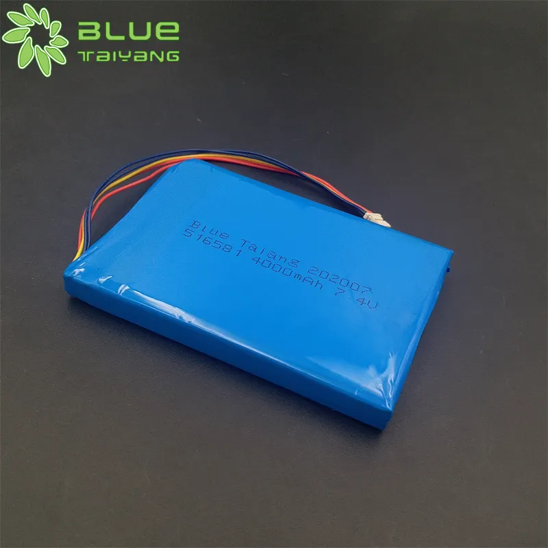 Bateria recarregável azul taiyang, bateria de íon de lítio 516581 4000mah 7.4v 4000ma 7.4v 4000mah