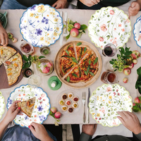 Assiettes en papier imprimées libellules et fleurs sauvages, assiettes portables pour dîner et desserts, idéales pour mariages d'été, anniversaires et goûters