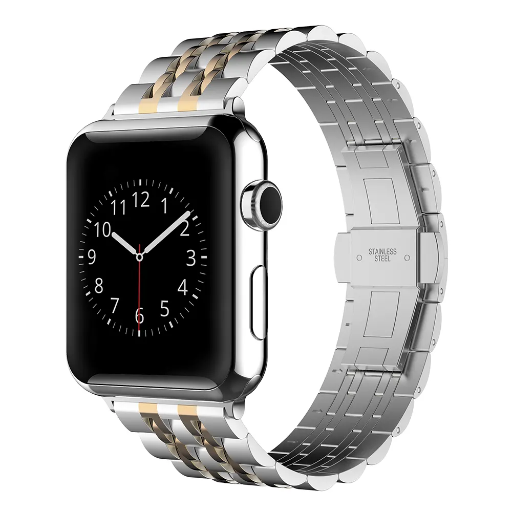 Keepwin 38/40 42/44Mm Diver Dual Metal Grey Rose Gouden Horlogeband Duurzame Roestvrij Stalen Metalen Armband Voor apple 7 6 5 Se