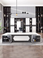 Mobilier de bureau en bois moderne de luxe Table de patron en mélamine en forme de L avec classeur