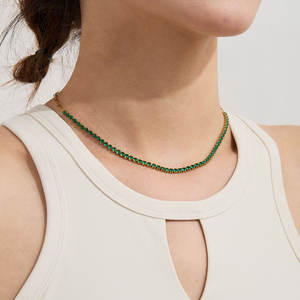 Elegante Collar de Cadena de Acero Inoxidable Coreano, Collar de Tenis de Oro Sólido de 14K con Diamantes de Laboratorio para Mujeres, Hombres y Niñas - Product Image 3