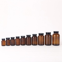 Bouteille vide en verre brun avec bouchon noir, résistante à la lumière, à large ouverture, 60ml, 75ml, 100ml, 120ml, 150ml, 200ml