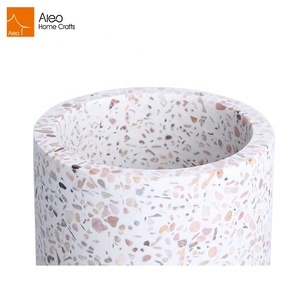 Online Retailers Gekleurde Terrzzo Kaarsbekerhouder Steen Kaarsenpot Wit <span class=keywords><strong>Terrazzo</strong></span> Beton Aangepaste Stenen Kaarsbekerhouders