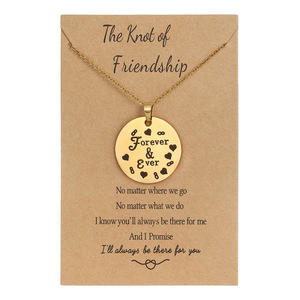 Collar con colgante de amor para madre e hija, de acero inoxidable, dorado, redondo, regalo para el Día de la Madre, joyería con tarjeta - Product Image 5