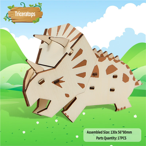 Puzzle 3D réaliste en bois de dinosaure Stégosaure - Jouet éducatif DIY pour enfants, jeu créatif et exploration des animaux préhistoriques - Product Image 6