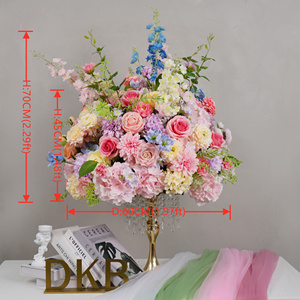 DKB Usine de fleurs artificielles personnalisées en gros 60 cm boules de fleurs roses vertes et blanches pour la décoration de table de mariage - Product Image 2
