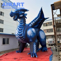 Modelo de Dragón Gris Inflable de Gran Tamaño para Decoración de Fiestas Musicales, Globo Inflable de Dragón Volador Grande