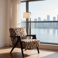 Fauteuil de détente en teck massif de luxe au design moderne et écologique, dossier inclinable, pour salon, bureau à domicile, chambre à coucher
