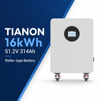 Sistem Penyimpanan Energi Baterai LiFePO4 Tipe Roller Tianon 51.2V 314Ah 16kWh, Dukungan Jaringan Hibrida CAN untuk Sistem Tenaga Surya Seluruh Rumah