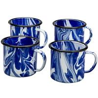 12oz 16oz logo personnalisé certifié européen imprimé non toxique coloré bleu marbré tourbillon granit émail tasse