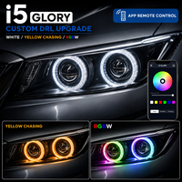 Feux de jour LED Angel Eyes WRGB multicolores 2,5 et 3 pouces avec contrôle par application, projecteur et cache pour accessoires d'éclairage automobile