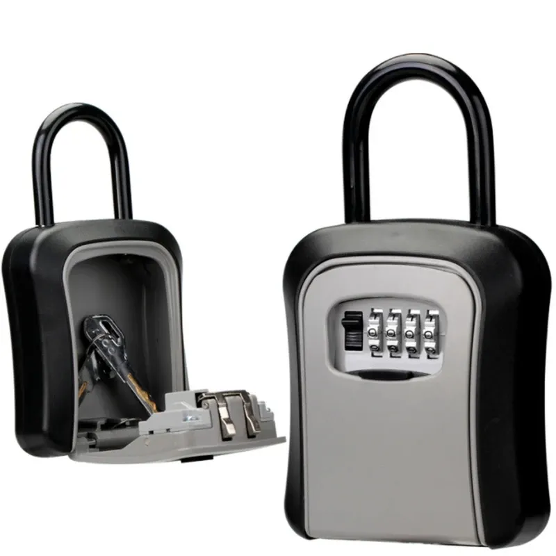 4 암호 키 상자 벽 마운트 보안 도난 방지 키 주최자 홈 보안 실내 야외 키 안전 잠금