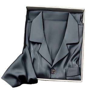 定制基本常规刺绣缎面睡衣套装2件套男士丝绸奢华空白睡衣男士睡衣套装缎面睡衣 - Product Image 1