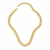 Collier chaîne à maillons ovales plaqué or prêt à être expédié, bijoux de mode en acier inoxydable pour femmes, accessoires en gros