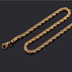 Collar de cadena de acero inoxidable para hombre y mujer, cadena trenzada de oro de 18k y 316L, resistente al agua - Product Image 6