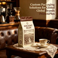 Bolsa de plástico con cierre hermético y fondo plano para café tostado, personalizada al por mayor, para envasado de alimentos, suministro para cafeterías, 1 kg