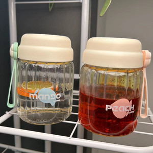 Bottiglia in Vetro Colorata per Acqua e Caffè 300ml, Tazza da Viaggio Portatile per Esterni - Product Image 4