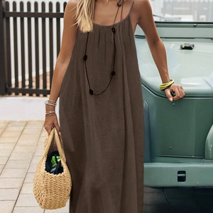 2026 Loose-Fit <b>Spaghetti</b> <b>Strap</b> Dress Women's Casual Homewear Summer Dress Solid-Color Vacation Cool Homewear - Product Image 1