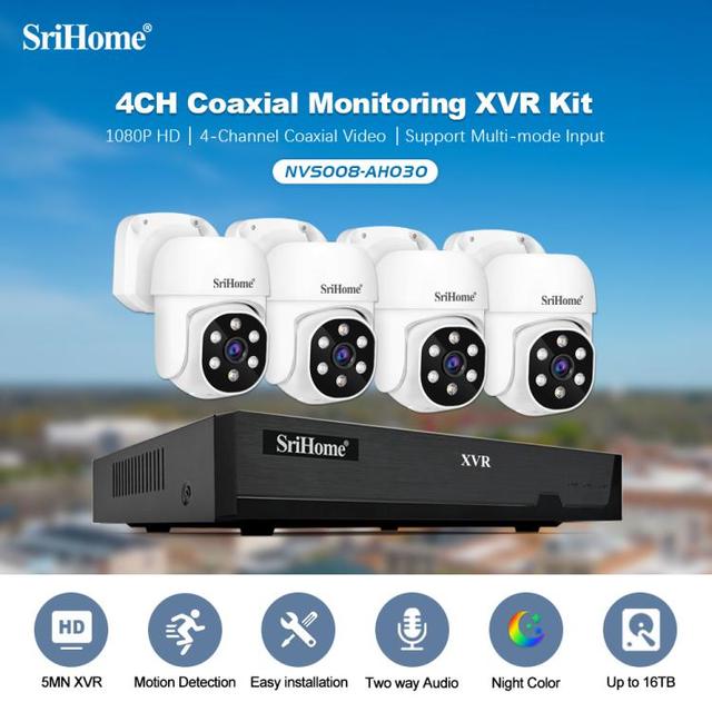 Top Fashion SriHome NVS008-AHD030 2MP HD 4-CH XVR NVR Camera Network Video Recorder Kit Dropshipping IP Wireless Camera