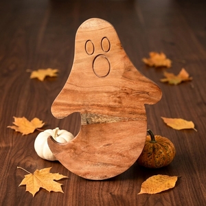 Planche à découper en bois pour Halloween, 14"L x 10"W, motif fantôme, plateau de charcuterie pour fromages - Product Image 3