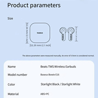 Audífonos Inalámbricos Baseus E16 2024 de Alta Calidad, Auriculares BT Usados con Sonido Estéreo y Batería de Larga Duración