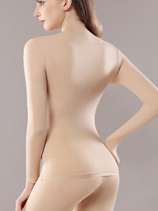 Intimo Termico da <span class=keywords><strong>Donna</strong></span> Senza Cuciture, <span class=keywords><strong>Maglia</strong></span> a Maniche Lunghe, Alta Elasticità, Leggera e Calda, Strato Base per Autunno e Inverno - Product Image 2