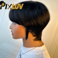 Perruque Pixie Cut sans colle en cheveux humains, vente en gros, fournisseurs de perruques en cheveux vietnamiens bruts, perruques Pixie Cut sans colle, perruques Pixie Cut couleur marron