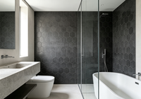 Ubin Mosaik Kaca Hitam Heksagonal Modern 280*290mm untuk Dekorasi Dinding Interior Hotel