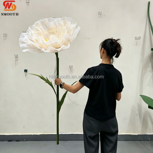 Grande Composition Florale LED Faite à la Main en Organza, Pivoine Géante, Décoration de Mariage Extérieure et Intérieure, Tissu Transparent - Product Image 6