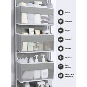 6-<b>Shelf</b> Foldable Hanging Storage Organizer with Clear Window Door <b>Wall</b> <b>Mount</b> 1 Split 2 Pocket Design for Clothing Living Room - Product Image 3