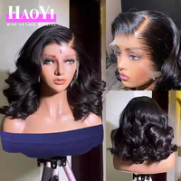 Wig Bob Pendek Body Wave Murah, Wig Rambut Asli Lace Front Transparan, Rambut Brasil Mentah, Wig Tanpa Lem Hd Lace Frontal untuk Wanita
