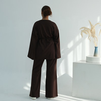 Ensemble coordonné Abaya modeste pour femmes musulmanes 2026 – Haut et pantalon en tissu mélangé polyester respirant et doux – Idéal pour les mariages