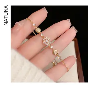 Natuna Fashion Personalized Flower Girl Bracelet 926 Silver 18K Gold Plated Luxury Bracelet Fine Jewelry Bracelet For Woman Gift