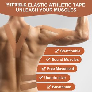 Fita atlética sem cortes superior elástica do Kinesiology Fita hipoalergênica do esporte do algodão para o apoio comum do alívio de dores do músculo - Product Image 5
