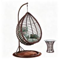 Fauteuil suspendu en rotin pour balcon intérieur/extérieur, siège d'hamac œuf pour adulte avec coussin, tissé à la main, style bohème tendance