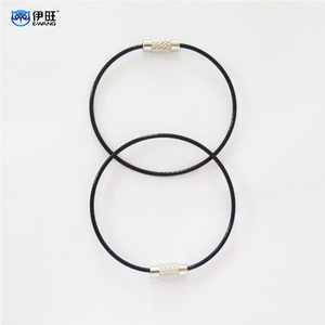 EWANG Black Stainless Steel Wire <b>Key</b> Ring Hanging Luggage Tag Wire Rope <b>Key</b> <b>Chain</b> - Product Image 2
