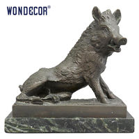 Sculpture de sanglier en bronze, style Florence Porcellino, statue vintage pour la décoration du jardin et de la maison