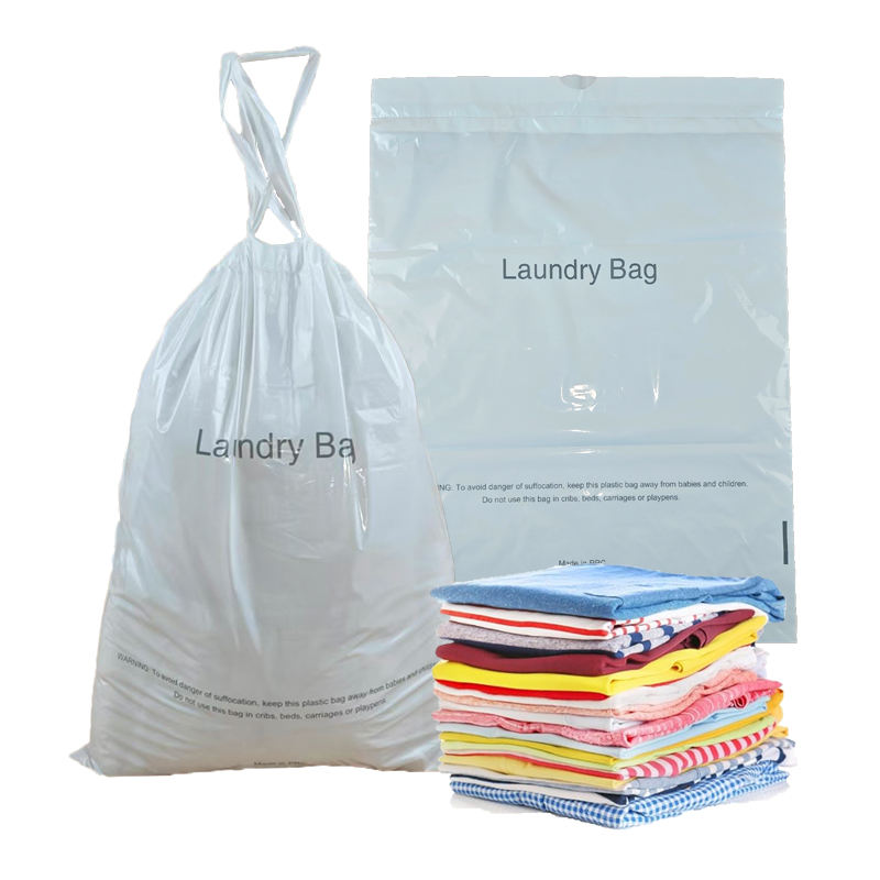 Plastic Laundry Drawstring Bag Durable Customizable
