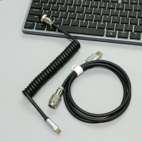 Jmax – câble spiralé enroulé à Double manchon en alliage de Zinc PU rvb pour clavier mécanique de jeu avec aviateur métallique détachable