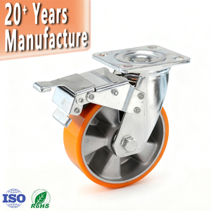 Industrial Heavy Duty 4 "5" 6 "8" Castor <span class=keywords><strong>PU</strong></span> <span class=keywords><strong>Orange</strong></span> drehbar Flughafen Trolley Wheel <span class=keywords><strong>Caster</strong></span> rotierende Räder - Product Image 1