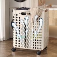 Panier à linge sale pliable moderne en PP durable avec roulettes, grande capacité, stockage alimentaire sécurisé pour la maison et la salle de bain