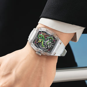 BONEST GATTI メンズ 自動巻き腕時計 防水 サファイア 夜光 スケルトン スネークダイヤル トノー型 機械式腕時計 - Product Image 5