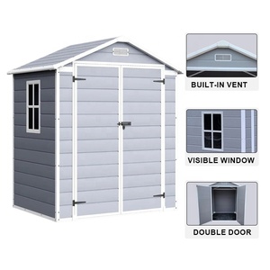 Cobertizo de jardín de lujo iNature ventilado de 6X4Ft cobertizo de almacenamiento impermeable al aire libre con piso - Product Image 4