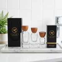 Flacon de parfum rechargeable en verre carré avec logo personnalisé et vaporisateur 30ml/50ml/100ml avec boîte et sac
