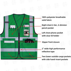 Chaleco de Seguridad Reflectante de Alta Visibilidad con Tela de Malla de Secado Rápido 100% Poliéster Personalizado, Correa Ajustable - Product Image 3