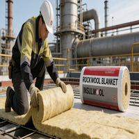 Couverture en laine de roche INSULWOOL 120 kg/m³ 50 mm avec treillis métallique, isolation thermique et acoustique ignifuge, rouleau certifié ASTM pour la construction
