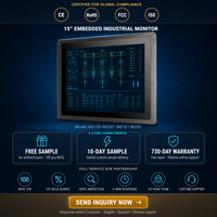 شاشة صناعية مدمجة 15 بوصة IP65 من سبائك الألومنيوم بدون مروحة مع شاشة لمس سعوية، لوحة LCD مخصصة حسب الطلب لأجهزة HMI وأكشاك المعلومات