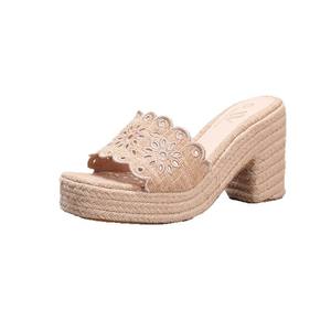 Sandalias de cuña de malla transpirables para mujer, con plataforma y suela gruesa, zapatos de verano con cordones, tacones de cuña de plataforma para mujer, zapatos de encaje delicados - Product Image 4