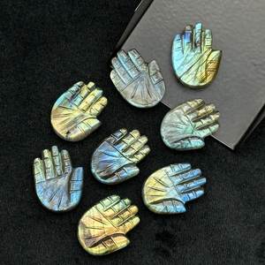 ลูกปัดรูปแฮมซ่าแกะสลักด้วยมือขนาด25มม. อัญมณีลาบราดอไรต์ธรรมชาติที่ฉูดฉาดทรงหลวมพลังบำบัด - Product Image 3