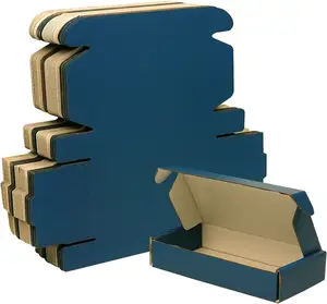 Caja de cartón azul reciclable, embalaje de negocios, regalo pequeño, resistente al agua